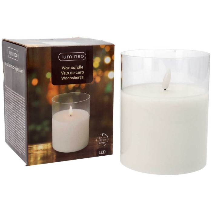 CANDELA WHITE IN VETRO CON LED